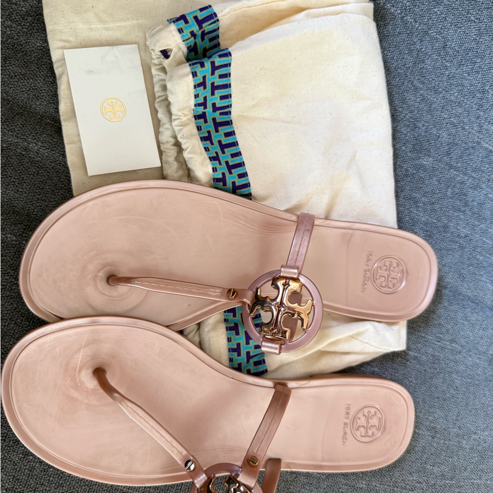 Tory Burch Mini Miller Rose Gold Jelly Sandals
